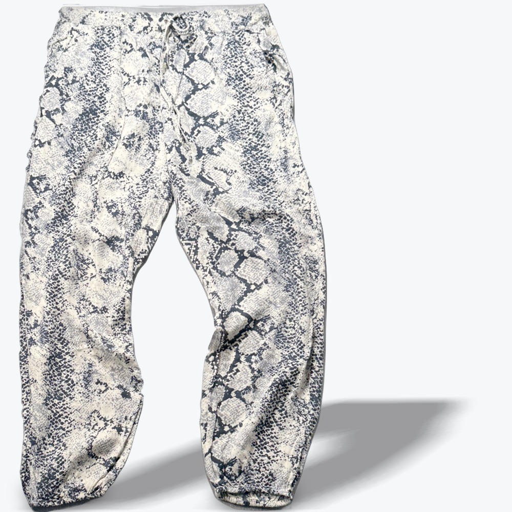 Soft Joie Snake Print‎ Jogger Pants Grey Black Viscose XS Edgy Summer Loungewear